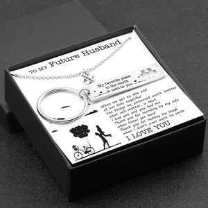 Puzzle Keychain And Necklace Set - To My Future Husband - Thank You For Standing By My Side - Gnq24005