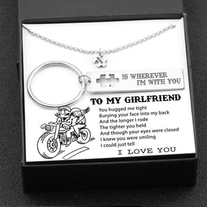 Puzzle Keychain And Necklace Set - To My Girlfriend - Home Is Wherever I'm With You - Gnq13001
