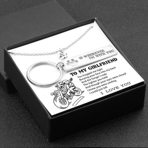 Puzzle Keychain And Necklace Set - To My Girlfriend - Home Is Wherever I'm With You - Gnq13001