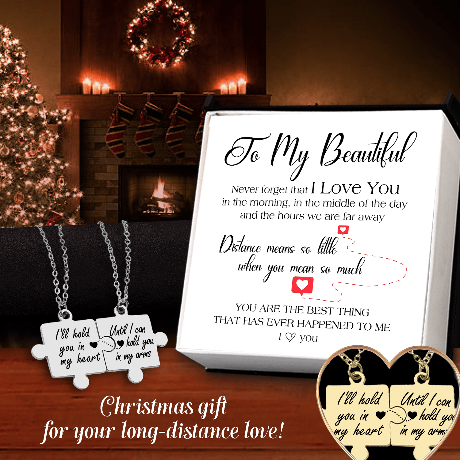 Puzzle Piece Necklace - Family - To My Beautiful - Never Forget That I Love You - Glmb13007