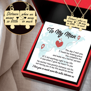 Puzzle Piece Necklace - Family - To My Man - Distance Means So Little - Glmb26005