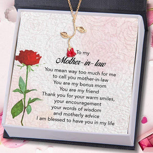 Red Rose Necklace - Family - To My Mother-In-Law - Thank You For Your Warm Smiles - Gnzn19003