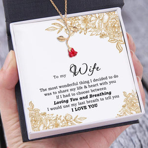 Red Rose Necklace - Family - To My Wife - I Love You - Gnzn15001