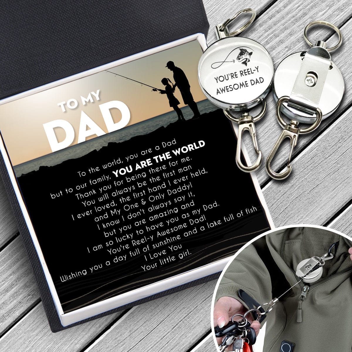 Retractable Pull Keychain - Fishing - To My Dad - Thank You For Being There For Me - Gkze18006