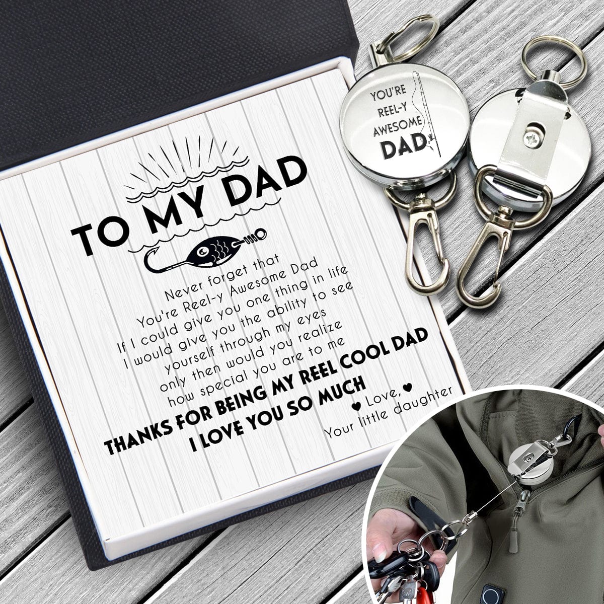 Retractable Pull Keychain - Fishing - To My Dad - Thank You - Gkze18001