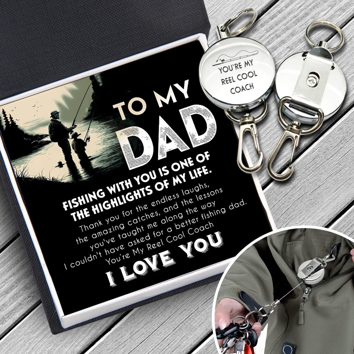 Retractable Pull Keychain - Fishing - To My Dad - You’re My Reel Cool Coach - Gkze18004