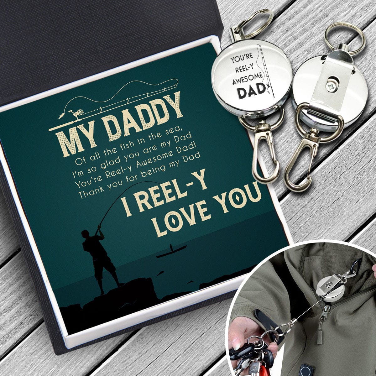 Retractable Pull Keychain - Fishing - To My Dad - You're Reel-y Awesome Dad - Gkze18002