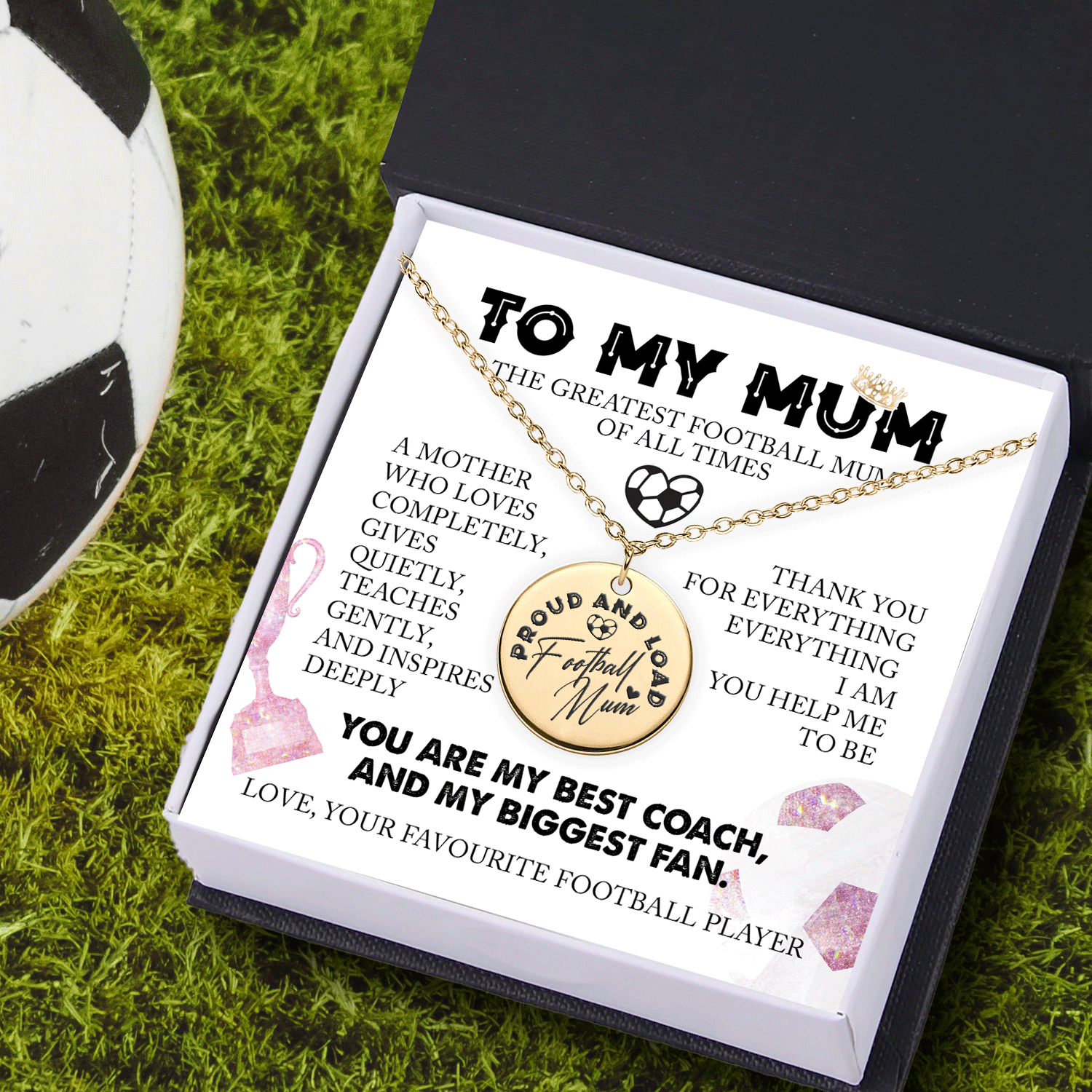 Round Necklace - Football - To My Mum - Thank You For Everything - Gnev19038