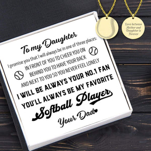 Round Necklace - Softball - To My Daughter - From Dad - You'll Always Be My Favorite Softball Player - Gnev17005