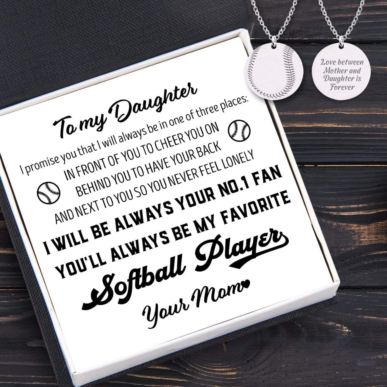 Round Necklace - Softball - To My Daughter - From Mom - I Will Be Always Your No.1 Fan - Gnev17004