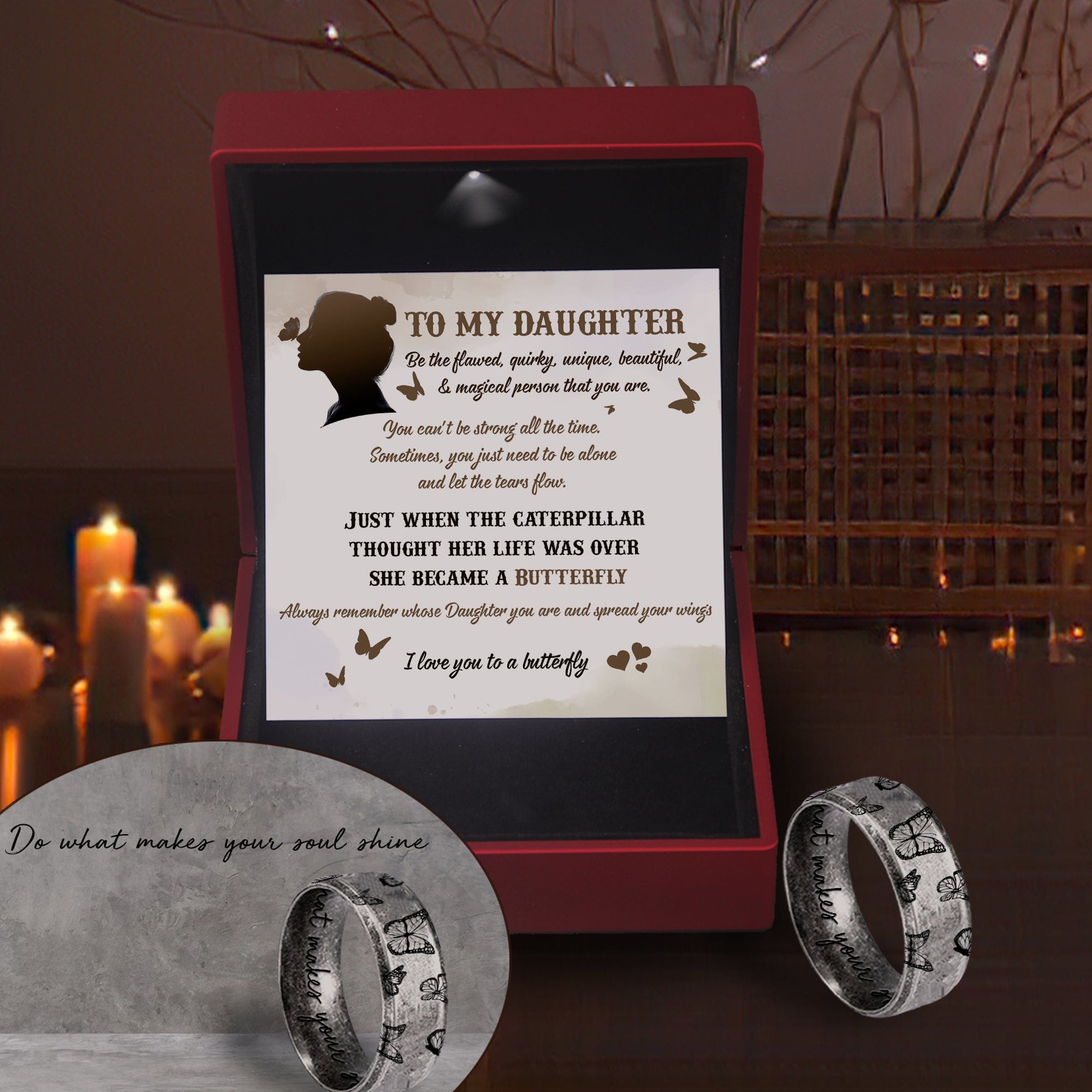 Rune Ring - Butterfly - To My Daughter - I Love You To A Butterfly - Gri17001