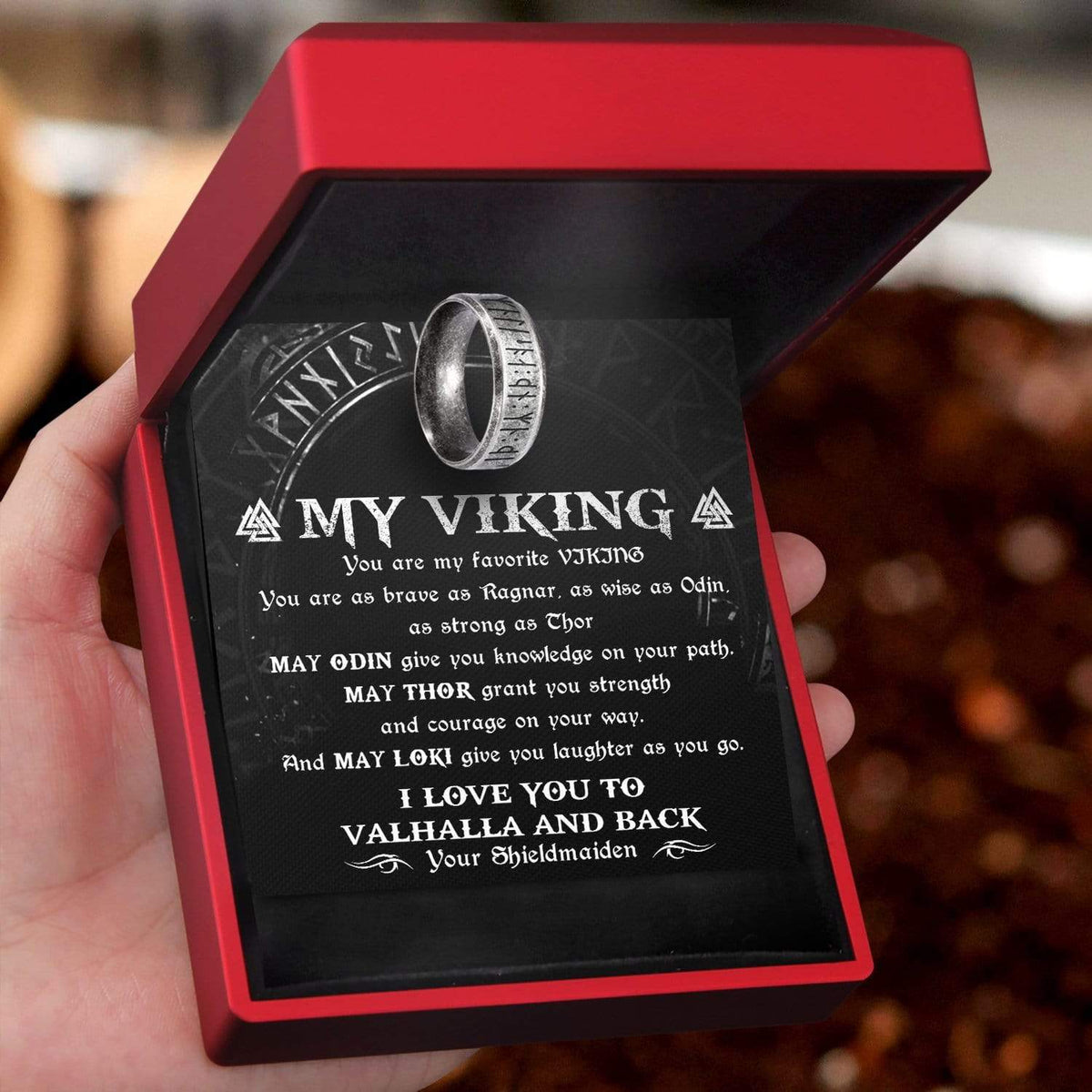 Rune Ring - My Viking - I Love You To Valhalla And Back - Gri26001