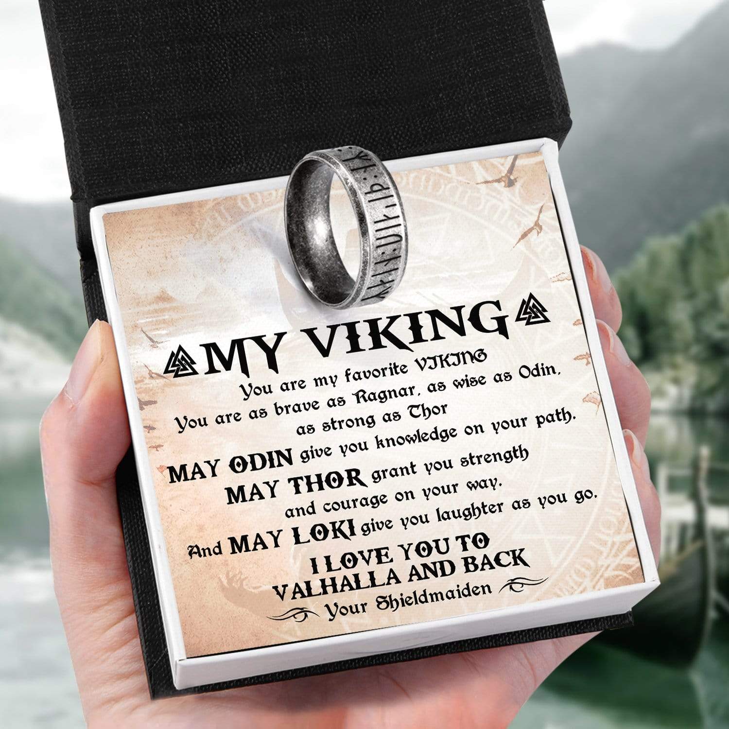 Rune Ring - Viking - My Viking - I Love You To Valhalla And Back - Gri26014