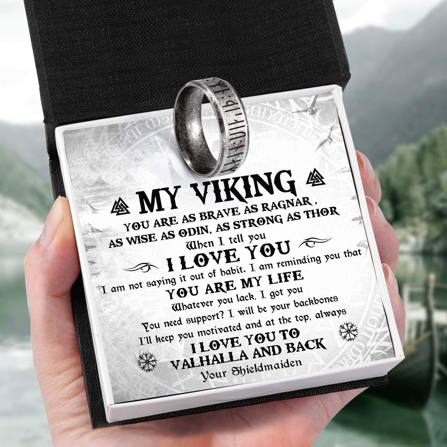 Rune Ring - Viking - My Viking - I Love You To Valhalla And Back - Gri26015
