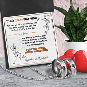 Skeleton Couple Ring Necklaces - Skull - To My Crazy Boyfriend - You Are The Love Of My Life - Gndx12002