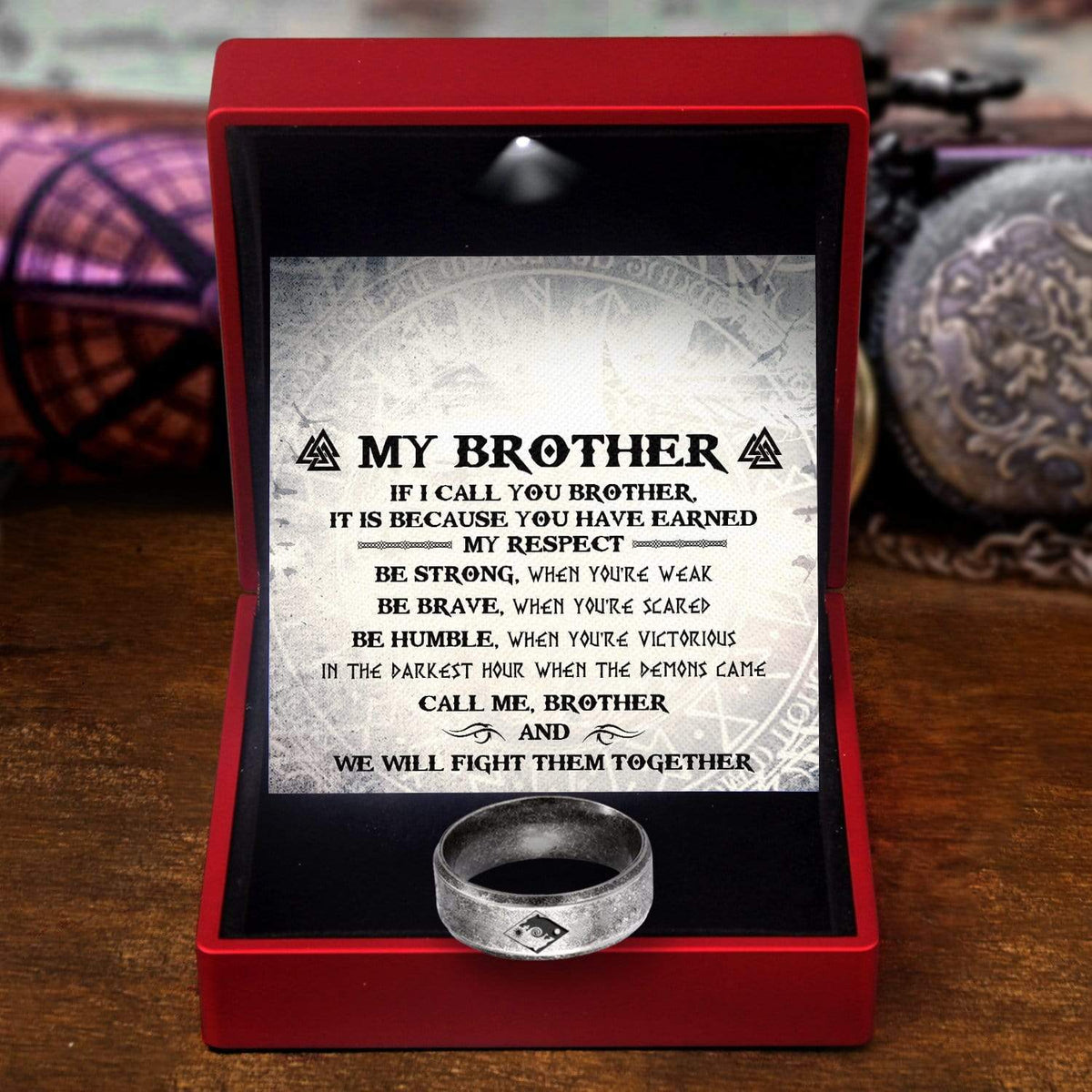 Skoll & Hati Rune Ring - My Brother - We Will Fight Them Together - Grk33001