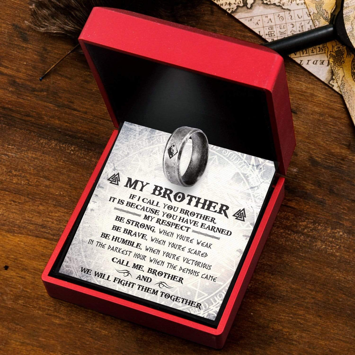 Skoll & Hati Rune Ring - My Brother - We Will Fight Them Together - Grk33001