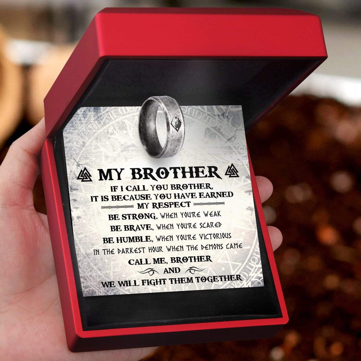 Skoll & Hati Rune Ring - My Brother - We Will Fight Them Together - Grk33001