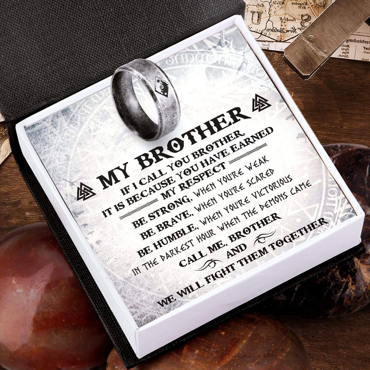 Skoll & Hati Rune Ring - My Brother - We Will Fight Them Together - Grk33001