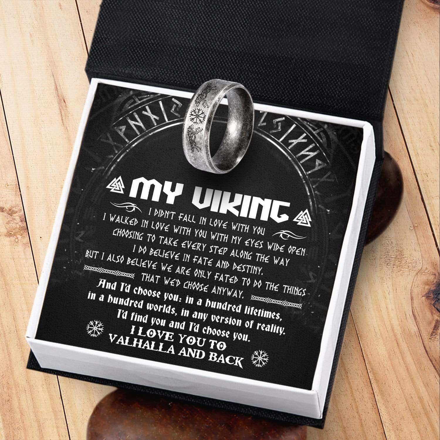 Skoll & Hati Rune Ring - My Viking - I Do Believe In Fate And Destiny - Grk26005