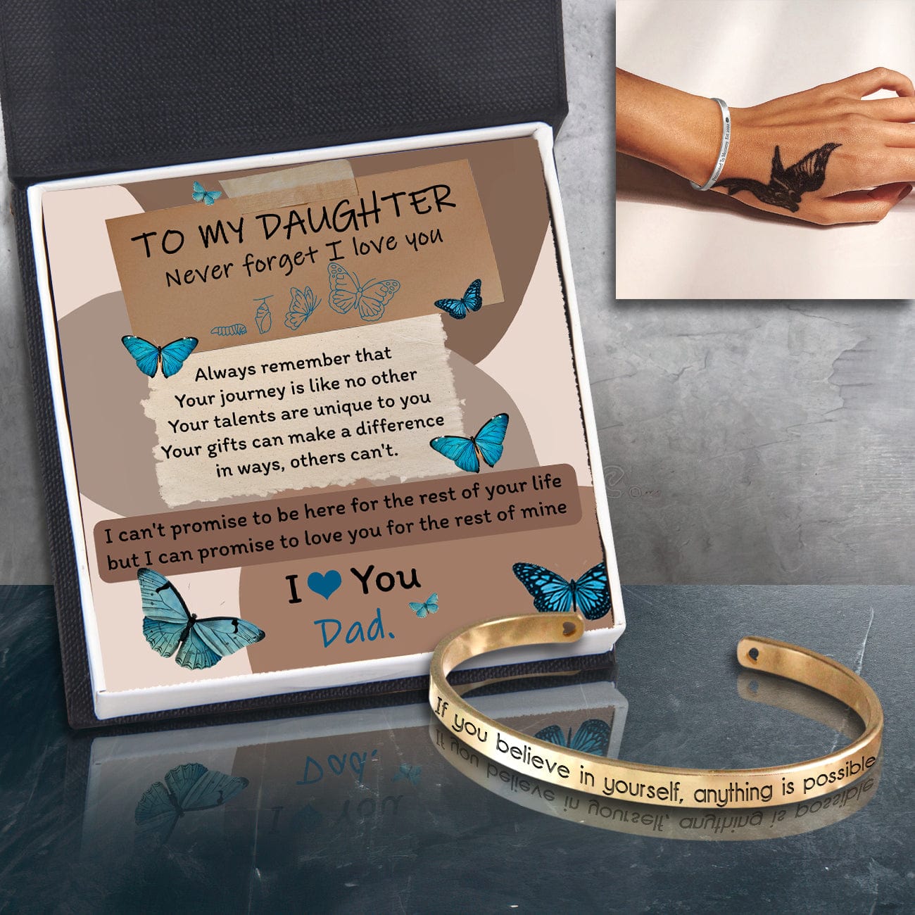 Skull Bracelet - Butterfly - From Dad - To My Daughter - I Love You - Gbzf17017