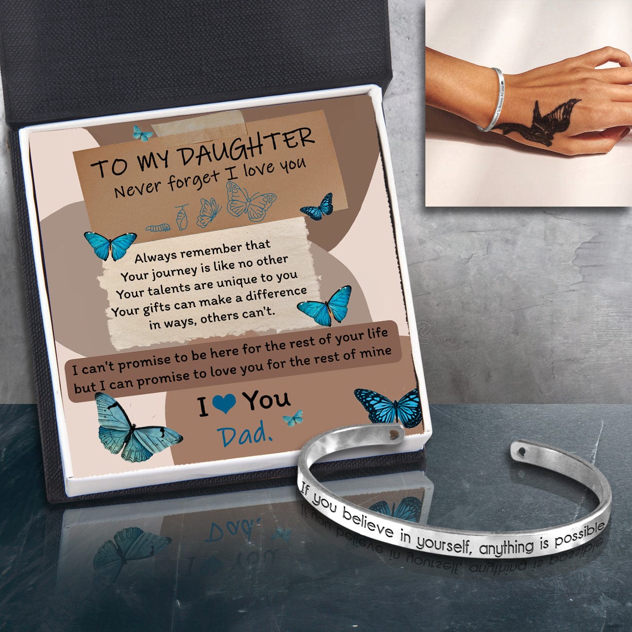 Skull Bracelet - Butterfly - From Dad - To My Daughter - I Love You - Gbzf17017