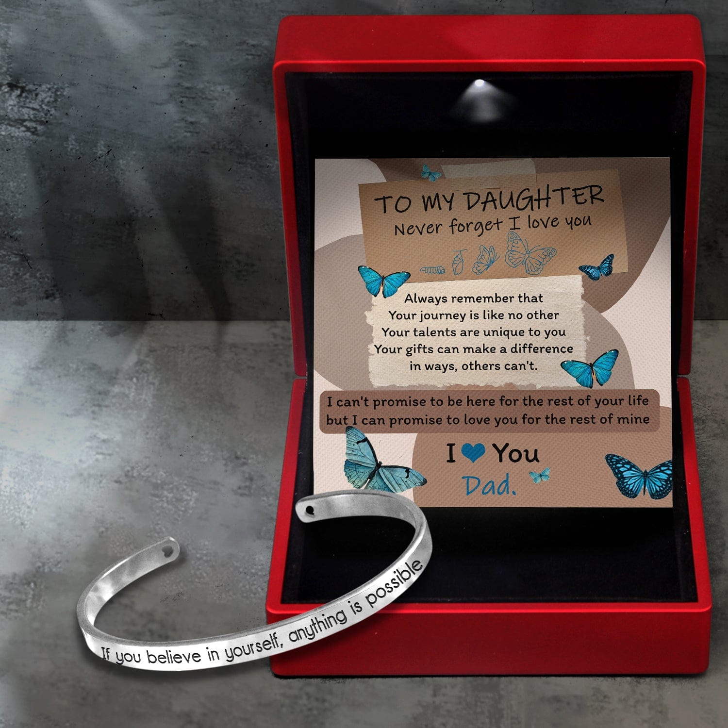 Skull Bracelet - Butterfly - From Dad - To My Daughter - I Love You - Gbzf17017