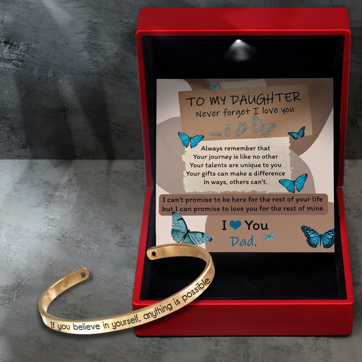Skull Bracelet - Butterfly - From Dad - To My Daughter - I Love You - Gbzf17017