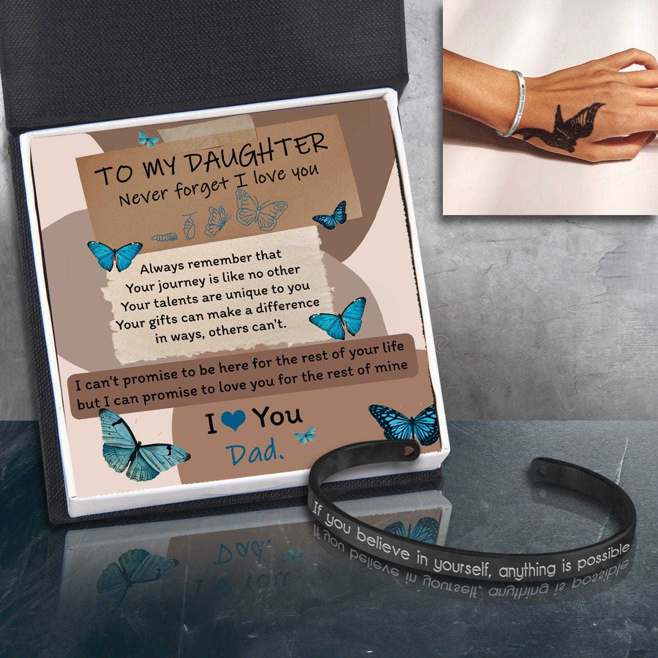 Skull Bracelet - Butterfly - From Dad - To My Daughter - I Love You - Gbzf17017