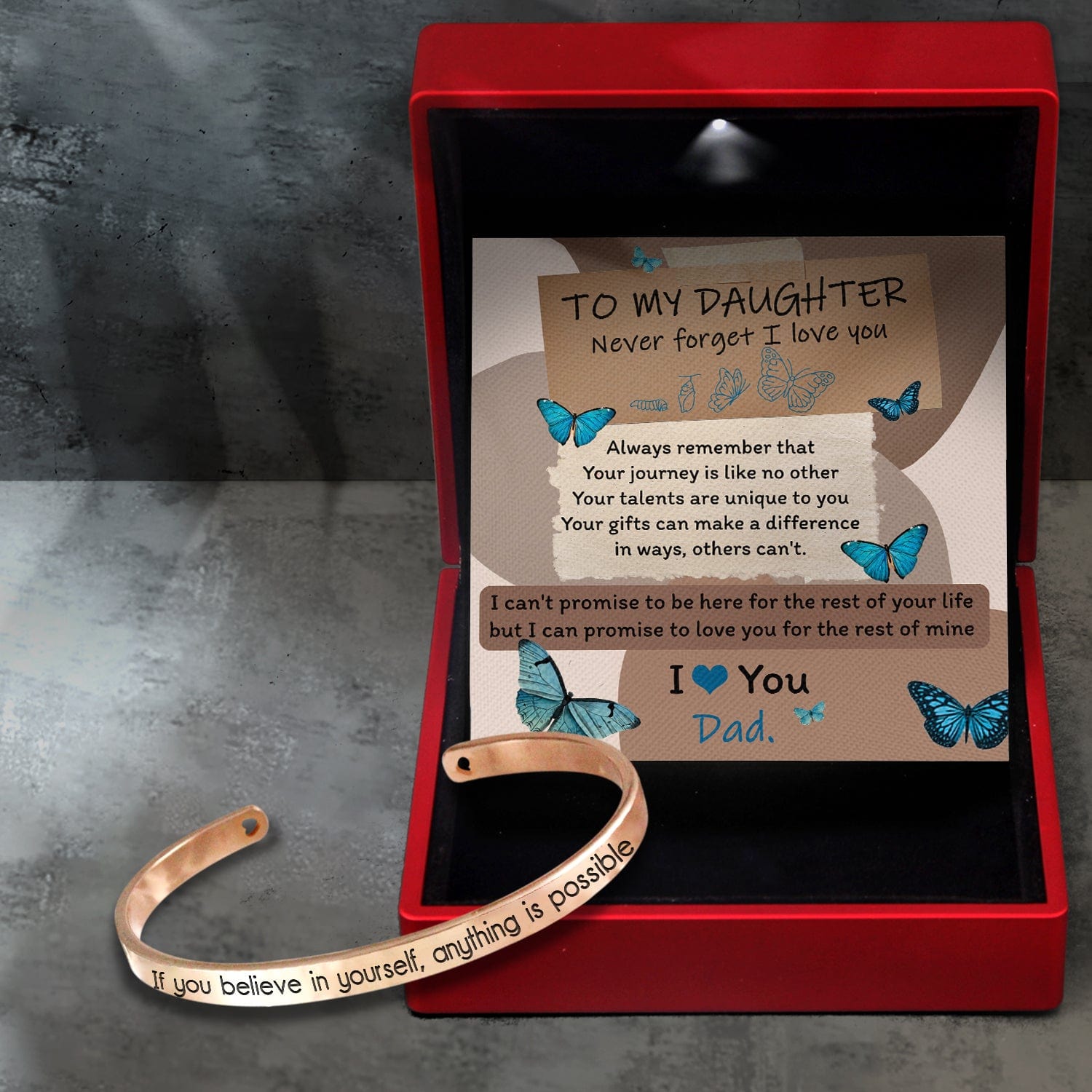 Skull Bracelet - Butterfly - From Dad - To My Daughter - I Love You - Gbzf17017