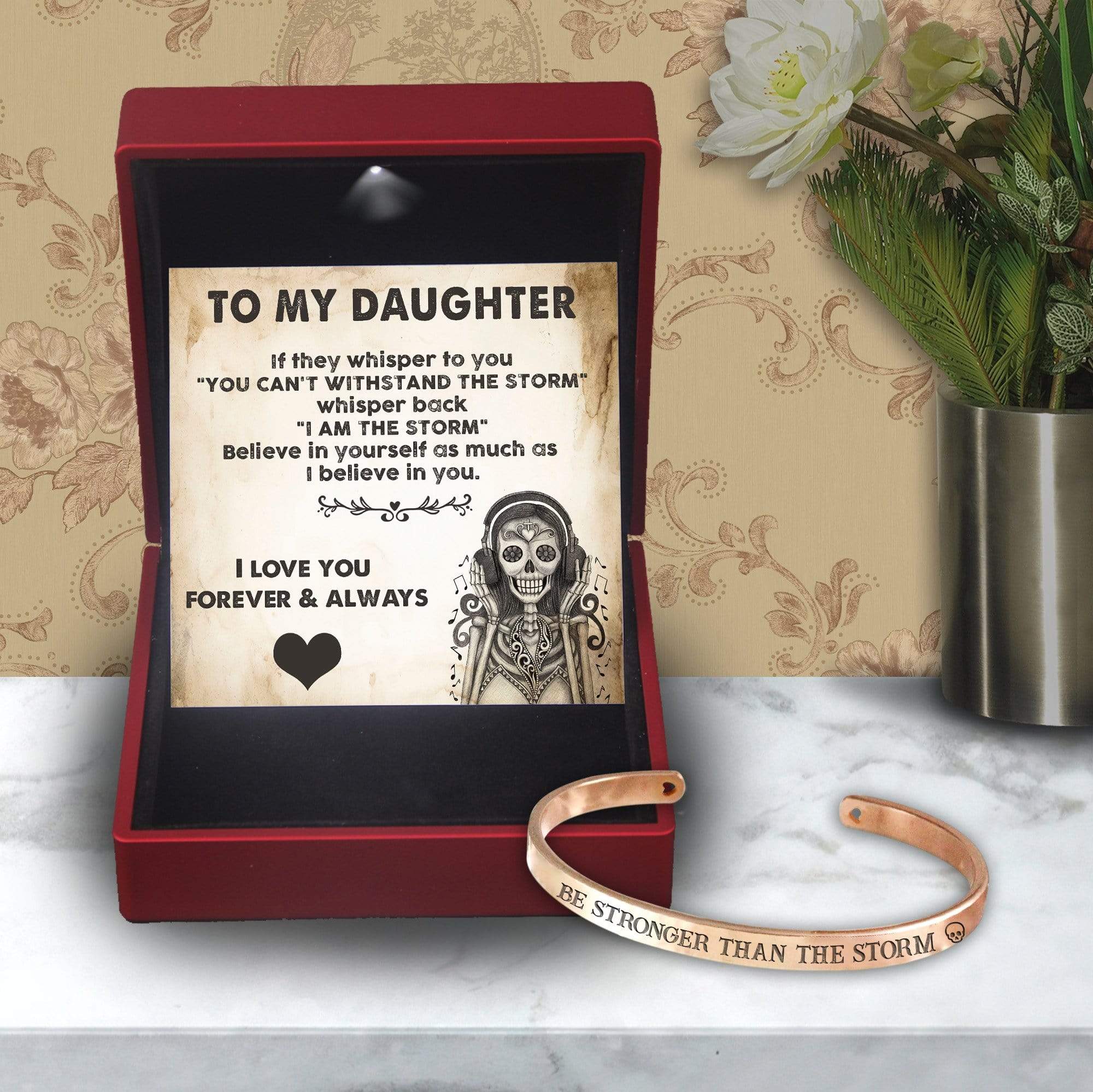 Skull Bracelet - Skull & Tattoo - To My Daughter - I Am The Storm  - Gbzf17007