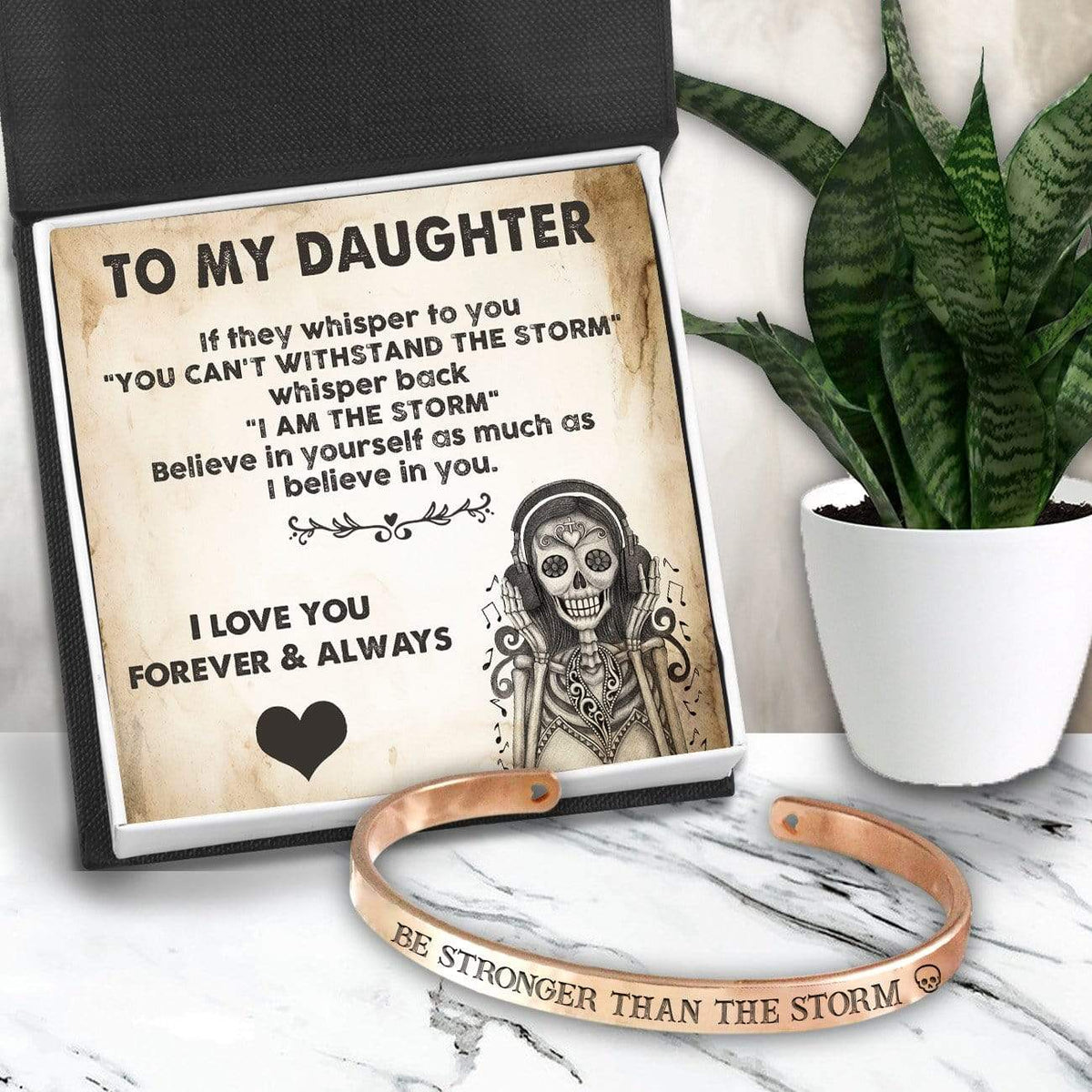 Skull Bracelet - Skull & Tattoo - To My Daughter - I Am The Storm  - Gbzf17007