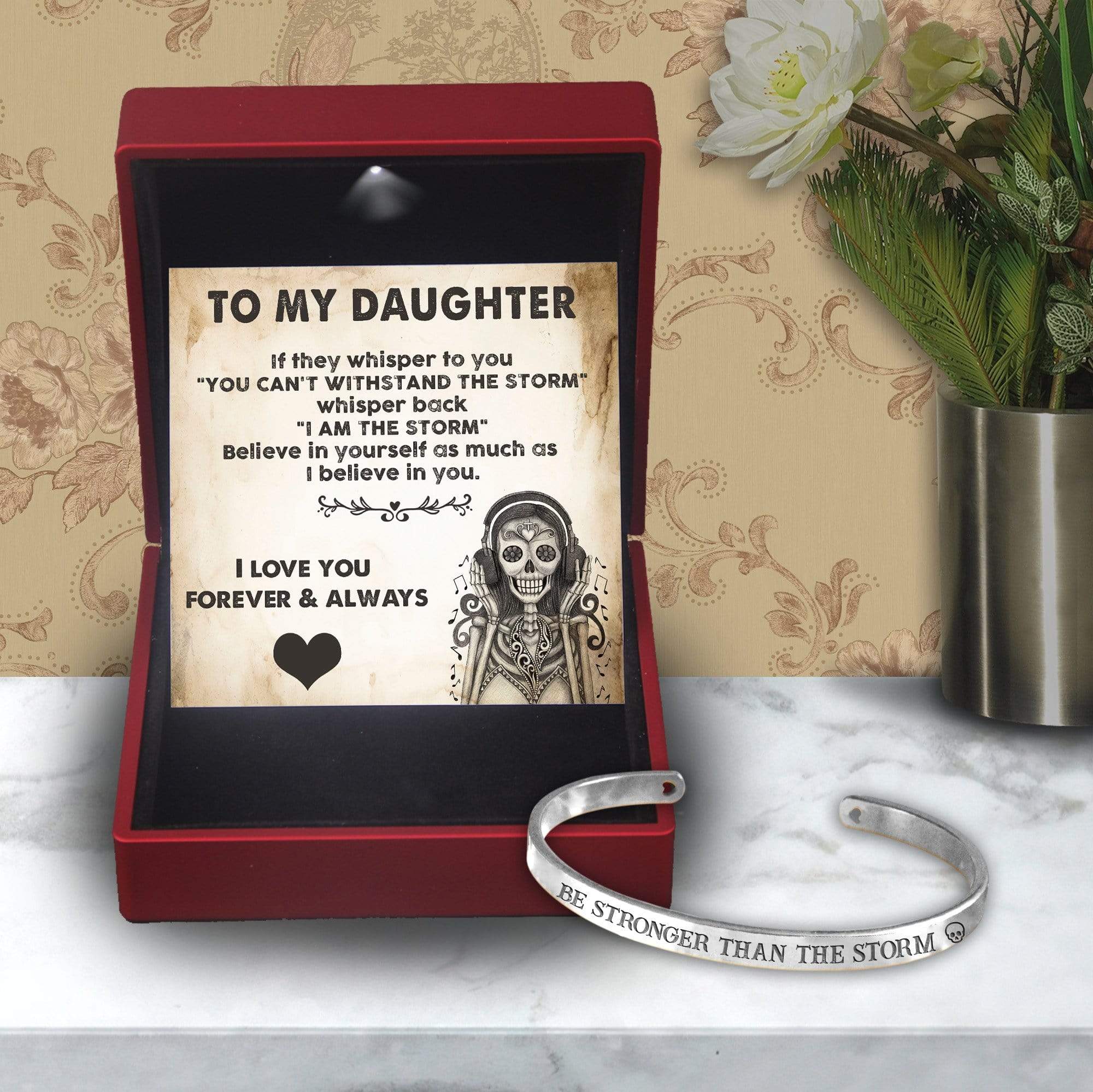 Skull Bracelet - Skull & Tattoo - To My Daughter - I Am The Storm  - Gbzf17007