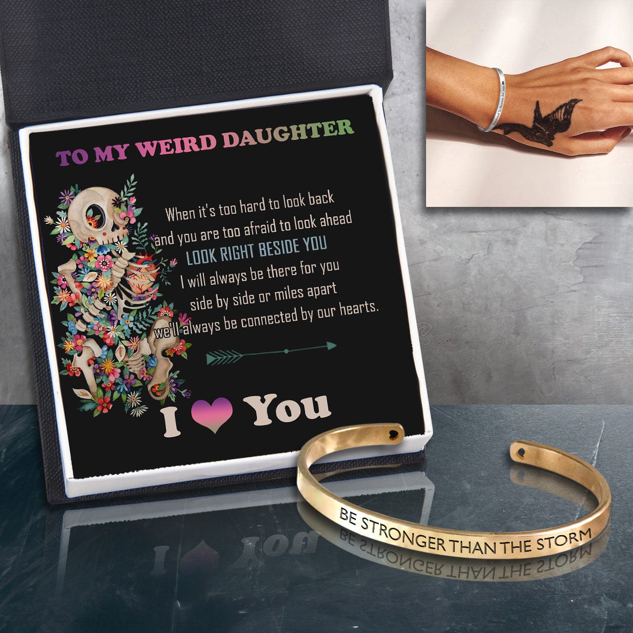 Skull Bracelet - Skull - To My Weird Daughter - Look Right Beside You  - Gbzf17015