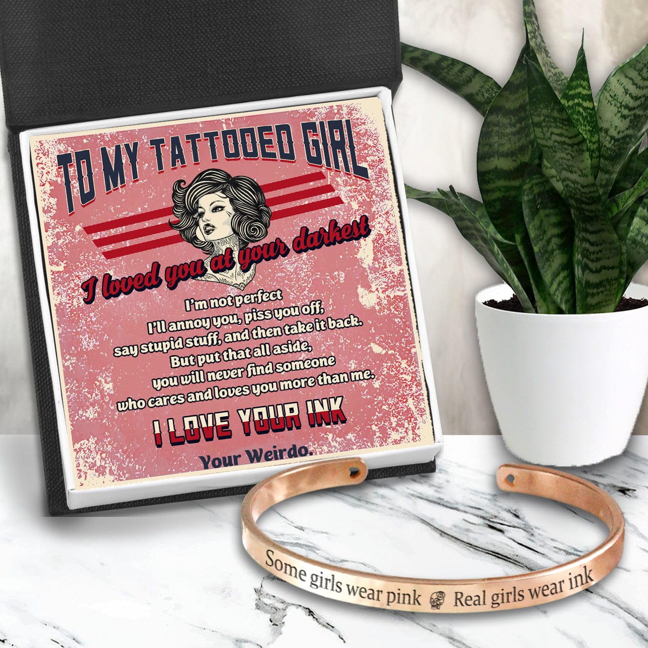 Skull Bracelet - Tattoo - To My Tattooed Girl - I Loved You At Your Darkest - Gbzf13004