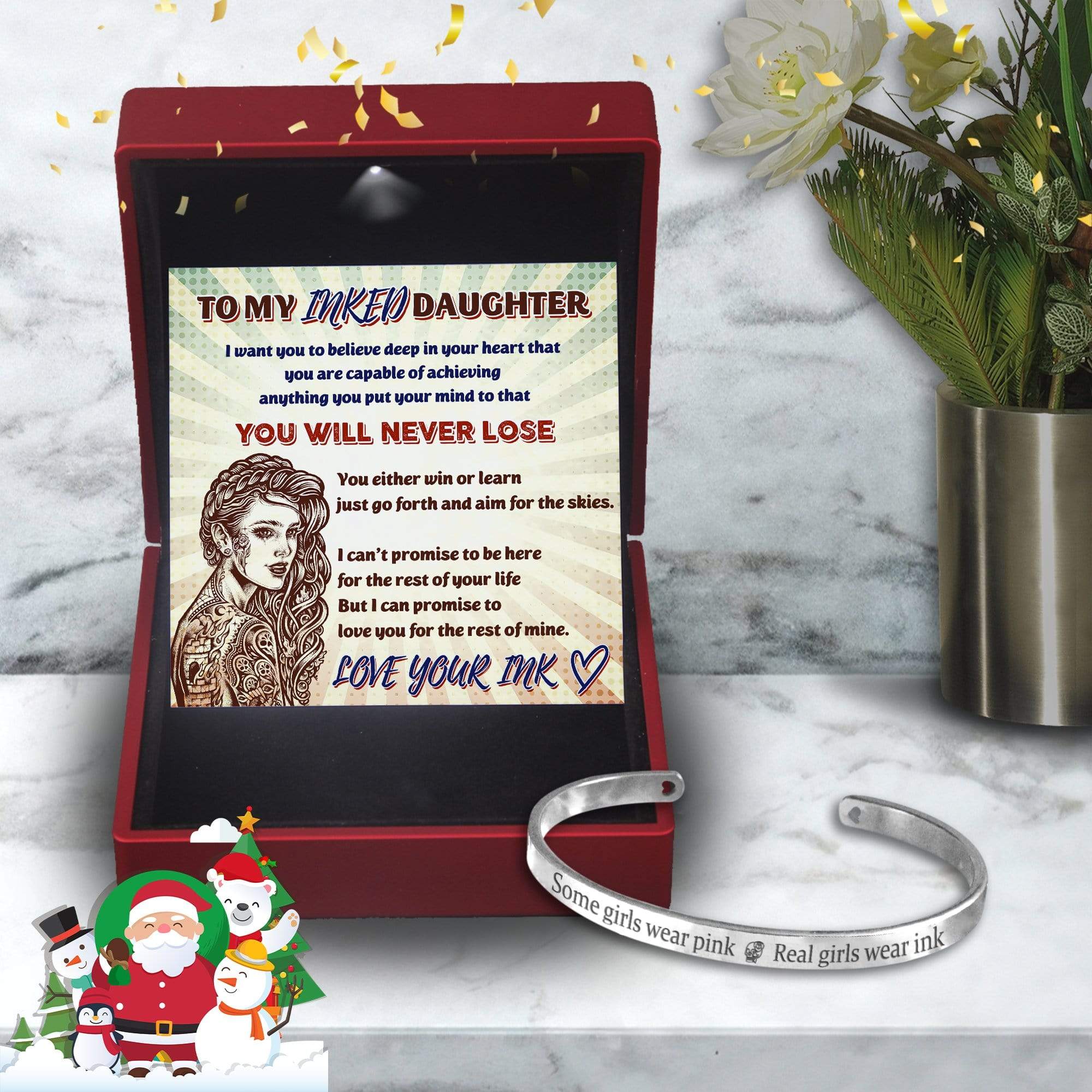 Skull Bracelet - Tattooed - To My Inked Daughter - You Are Capable Of Achieving Anything  - Gbzf17011