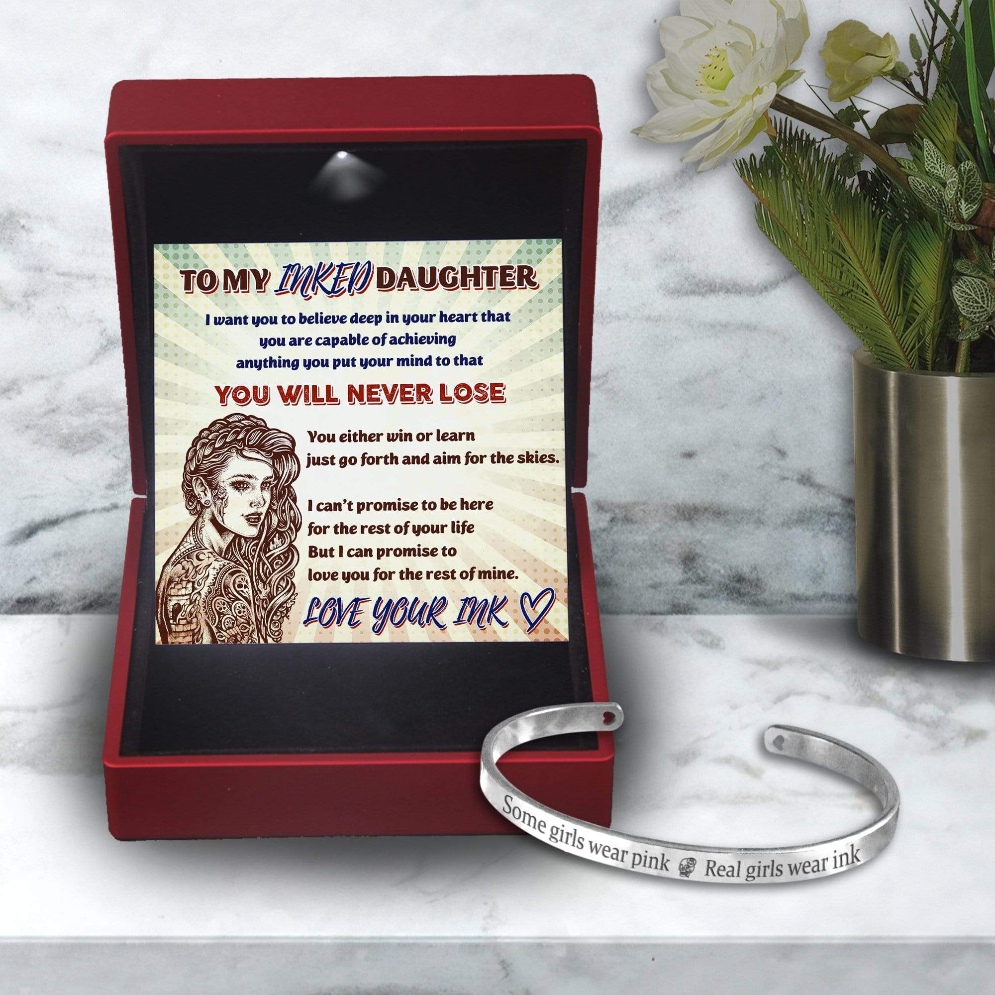 Skull Bracelet - Tattooed - To My Inked Daughter - You Are Capable Of Achieving Anything  - Gbzf17011