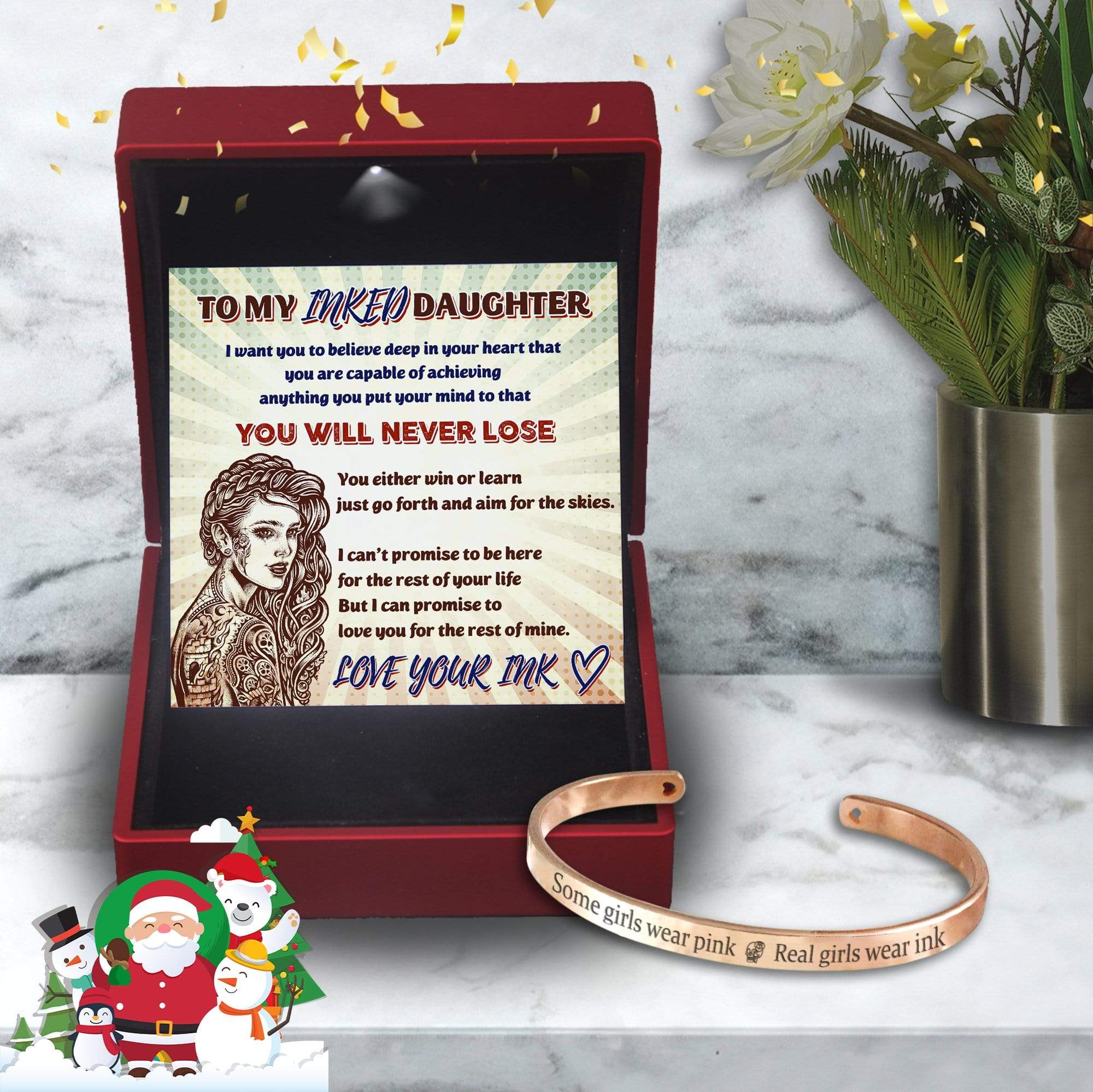 Skull Bracelet - Tattooed - To My Inked Daughter - You Are Capable Of Achieving Anything  - Gbzf17011