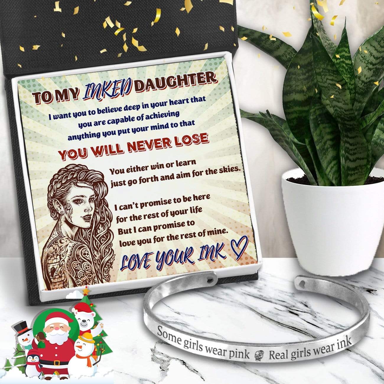 Skull Bracelet - Tattooed - To My Inked Daughter - You Are Capable Of Achieving Anything  - Gbzf17011