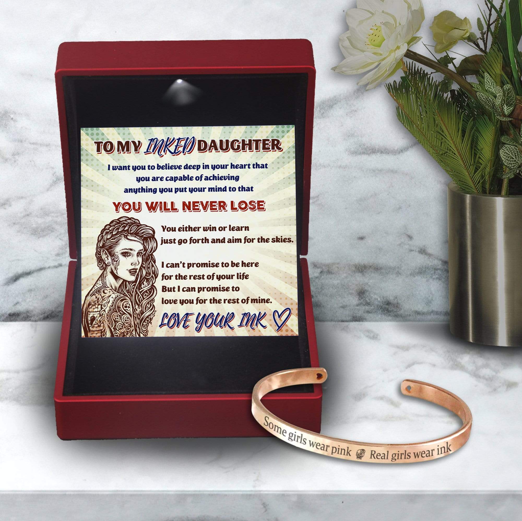 Skull Bracelet - Tattooed - To My Inked Daughter - You Are Capable Of Achieving Anything  - Gbzf17011