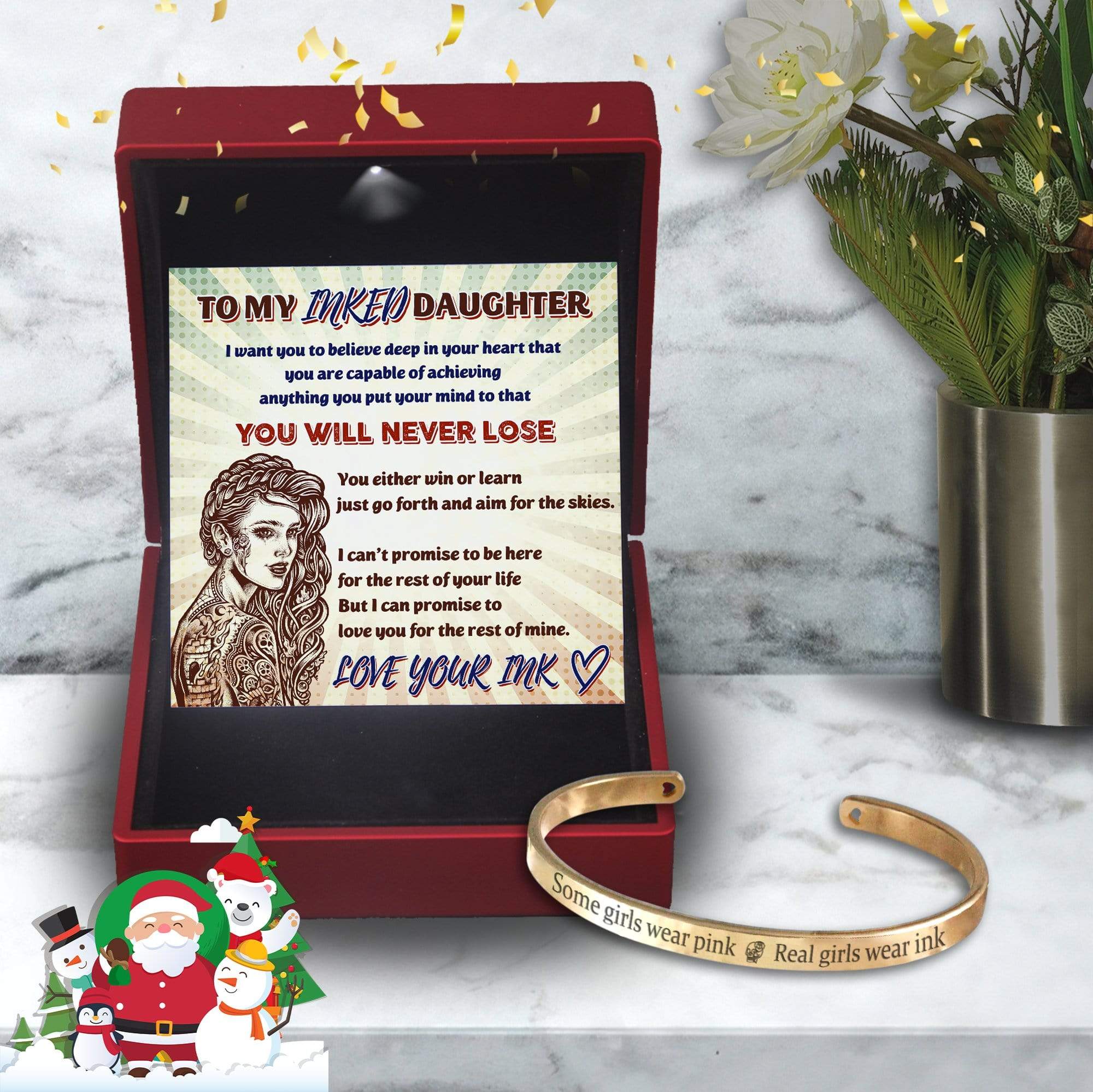 Skull Bracelet - Tattooed - To My Inked Daughter - You Are Capable Of Achieving Anything  - Gbzf17011