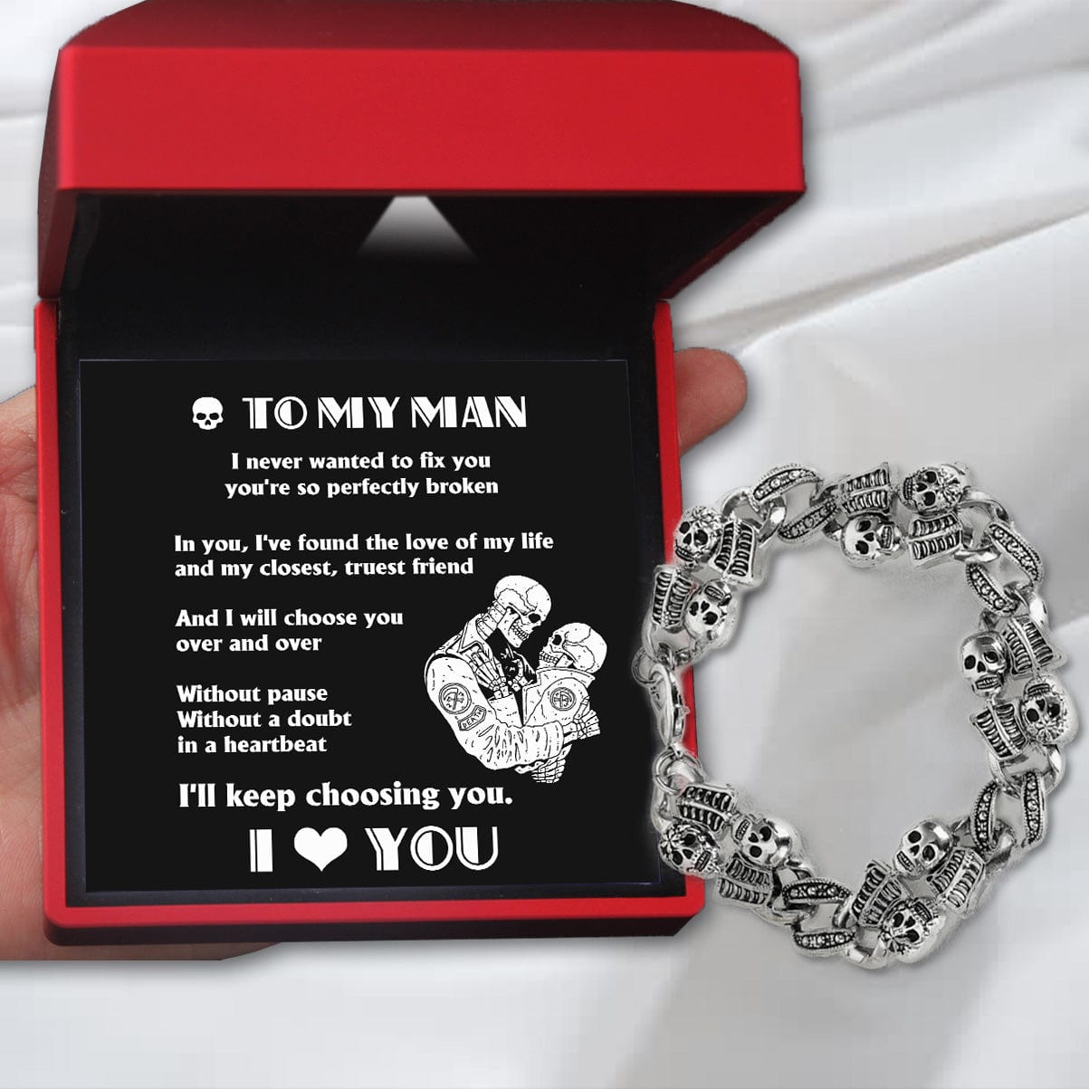 Skull Chain - Skull - To My Man - I Never Wanted To Fix You, You're So Perfectly Broken  - Gbzt26001