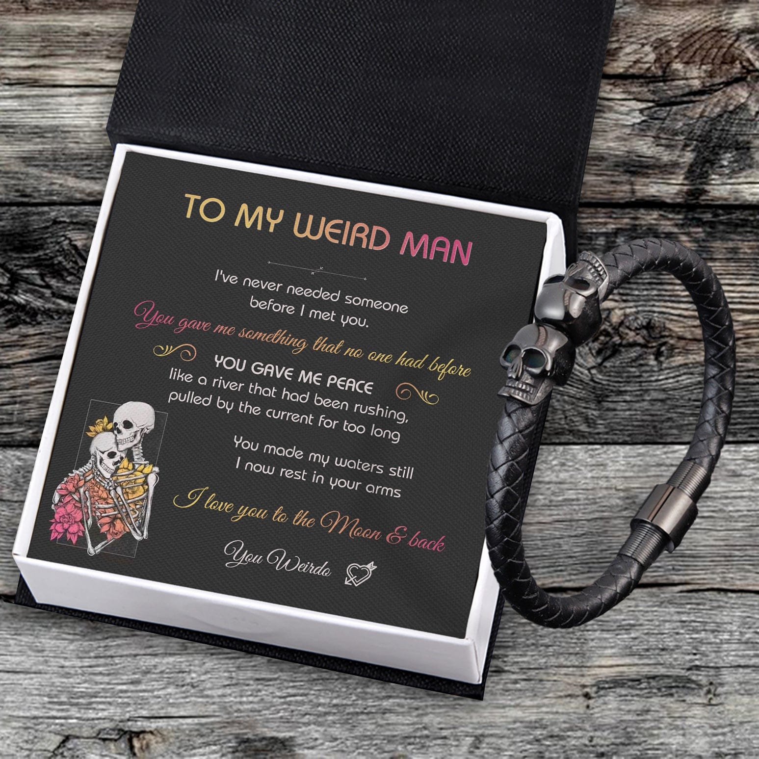 Skull Cuff Bracelet - Beard - To My Man - I Love You To The Moon & Back - Gbbh26015