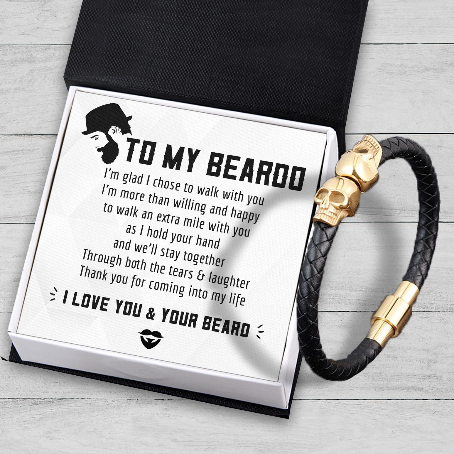 Skull Cuff Bracelet - Beard - To My Man - I Love You & Your Beard - Gbbh26013