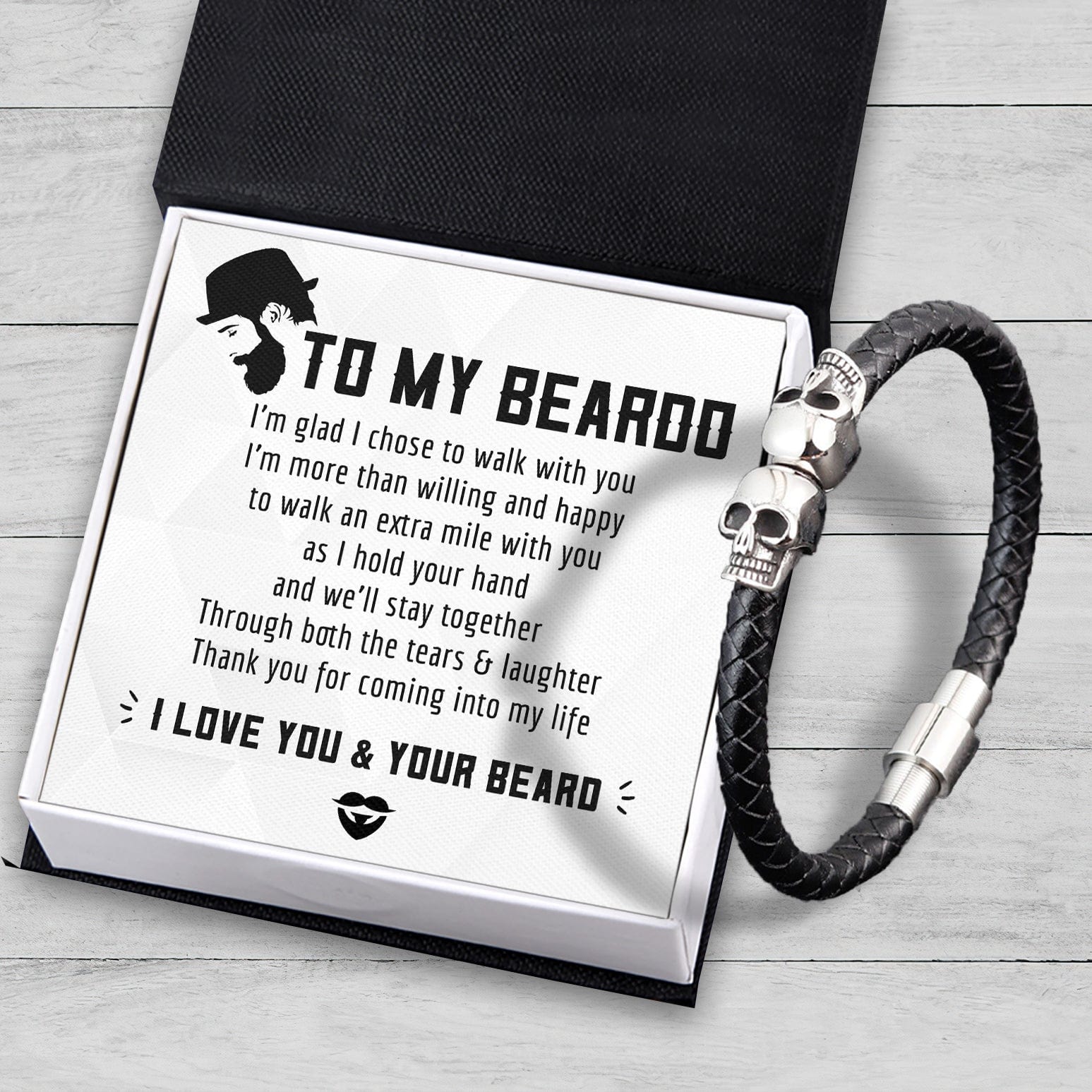 Skull Cuff Bracelet - Beard - To My Man - I Love You & Your Beard - Gbbh26013