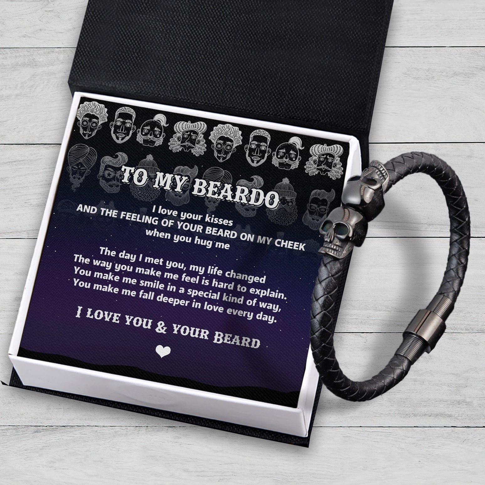 Skull Cuff Bracelet - Beard - To My Man - I Love You & Your Beard - Gbbh26014