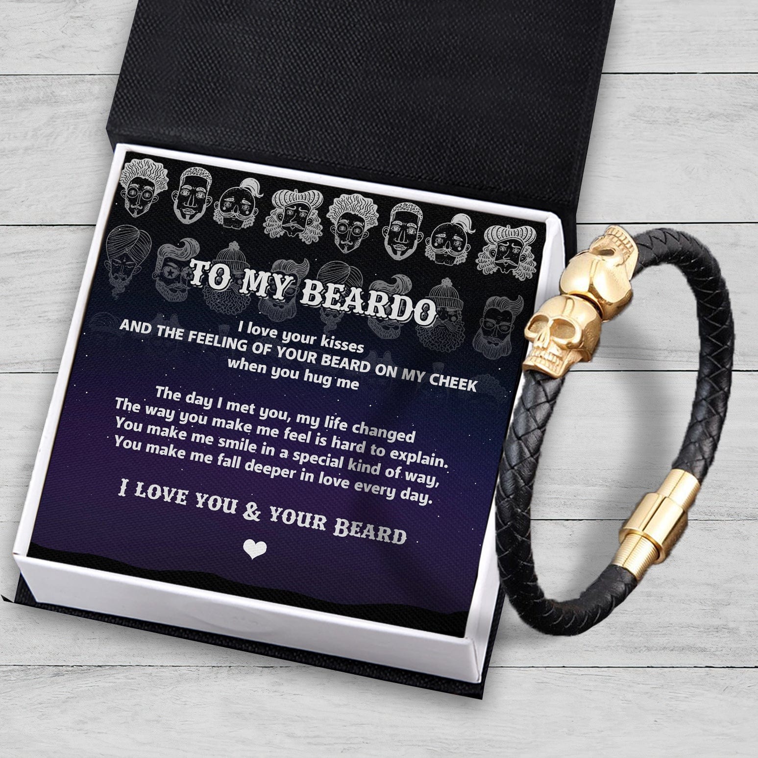 Skull Cuff Bracelet - Beard - To My Man - I Love You & Your Beard - Gbbh26014