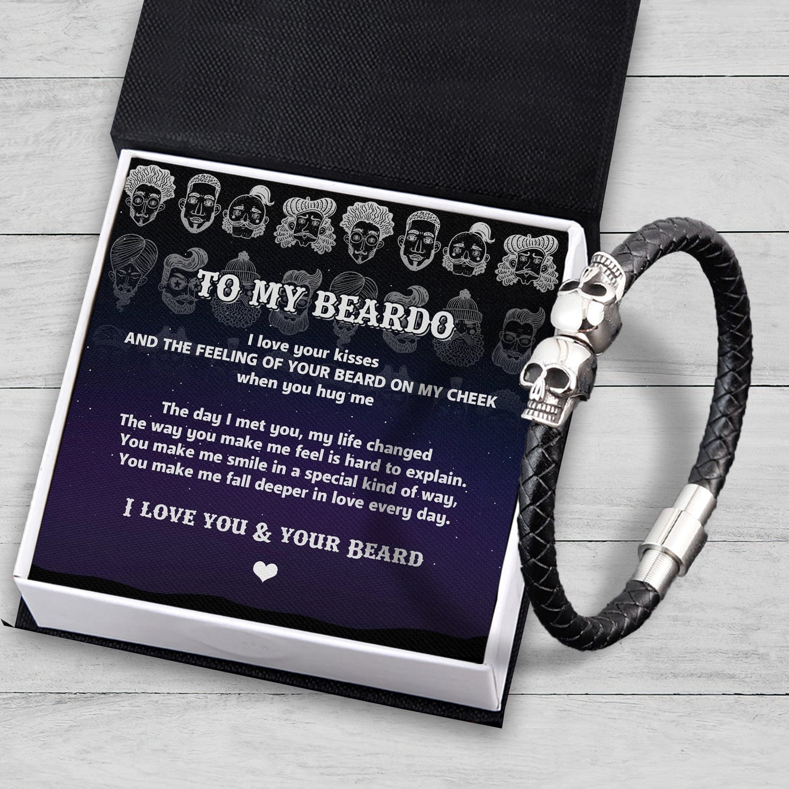 Skull Cuff Bracelet - Beard - To My Man - I Love You & Your Beard - Gbbh26014