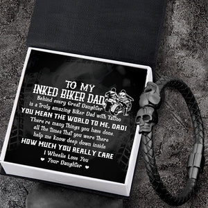 Skull Cuff Bracelet - Biker - To My Biker Dad - You Mean The World To Me - Gbbh18007