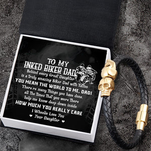 Skull Cuff Bracelet - Biker - To My Biker Dad - You Mean The World To Me - Gbbh18007